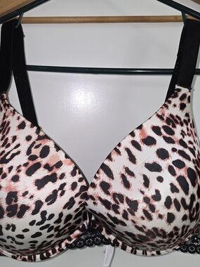 Women's JOYSPUN T-Shirt Bra 40DDD Leopard Print Lace Underwire Padded Lined